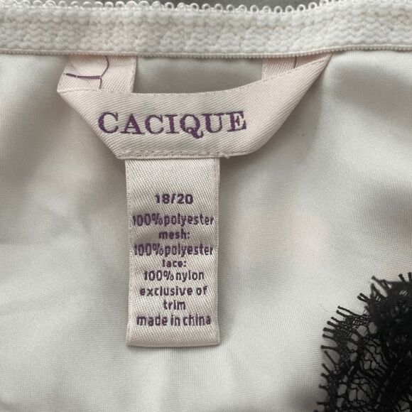 Cacique Teddy Cream Black Lace Nightie Lingerie Sheer Babydoll Mesh 18/20 - Picture 4 of 4